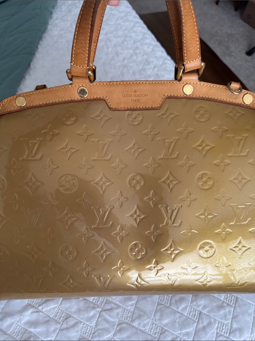 Louis Vuitton Metallic Gold Monogram Tote with Natural Leather Handles